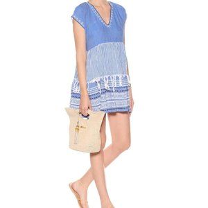 Lemlem Izara Embroidered Cotton Dress Blue